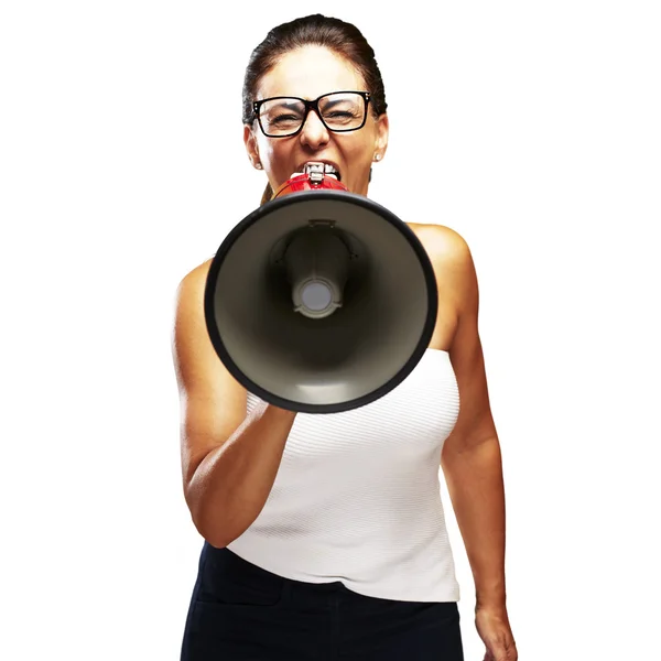 Mujer con megáfono —  Fotos de Stock