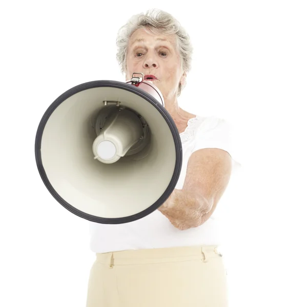 Senior woman shouting — Stock Photo, Image