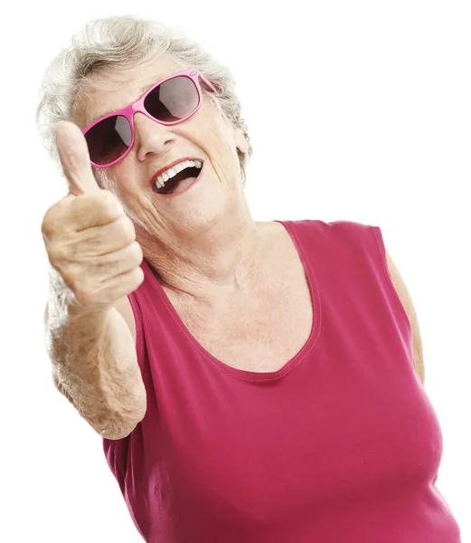 Donna anziana approva — Foto Stock