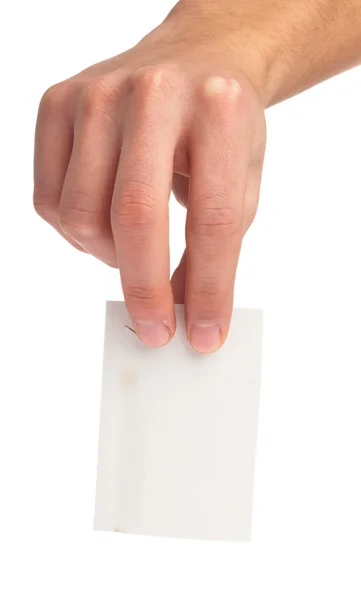 Mão segurando um cartão — Fotografia de Stock