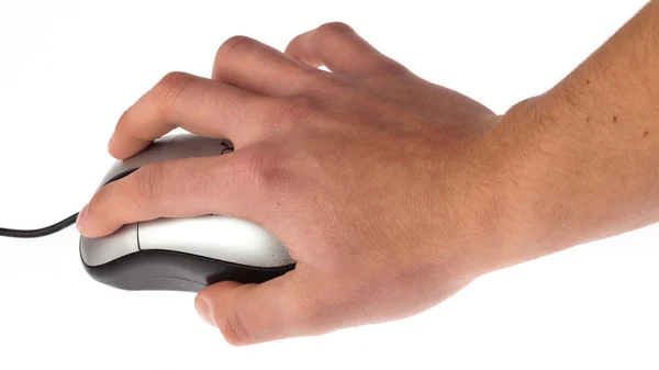 Hand clicking a mouse — Stock Photo, Image