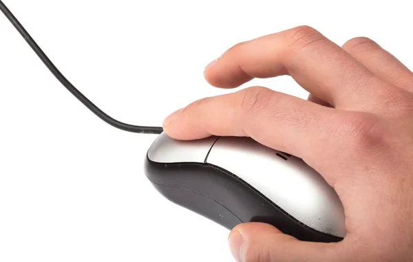 Hand clicking a mouse — Stock Photo, Image