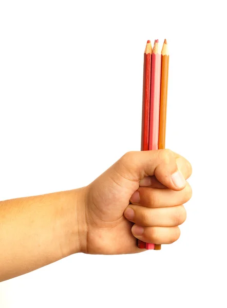 Mão e lápis de cor — Fotografia de Stock