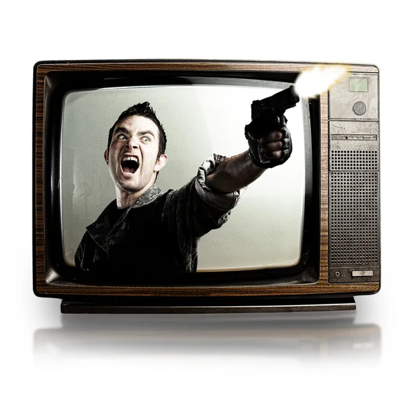 テレビでの暴力 — ストック写真