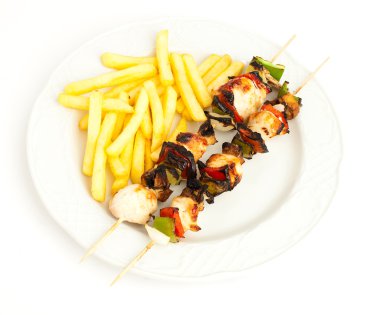 Brochette and potatoes clipart