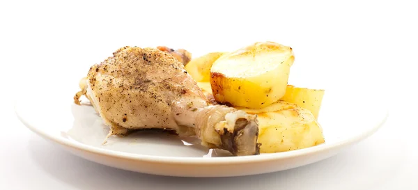 Hühner und Kartoffeln — Stockfoto
