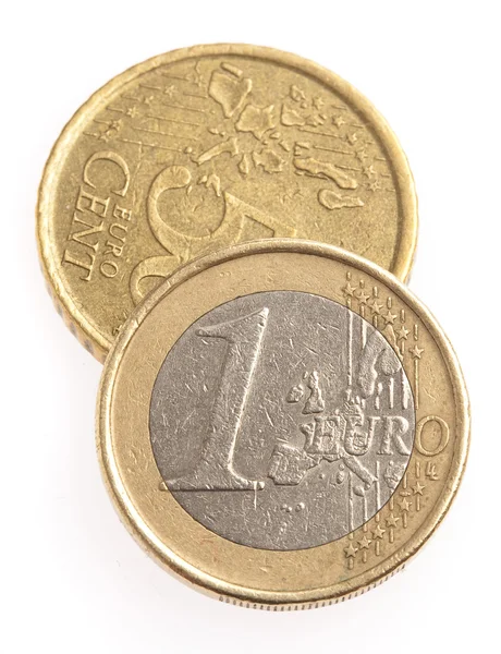 Монети євро ізольовані — стокове фото