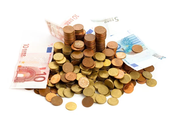 Euro cent e notas — Fotografia de Stock