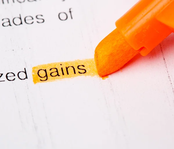 Gains word — Stock Photo, Image