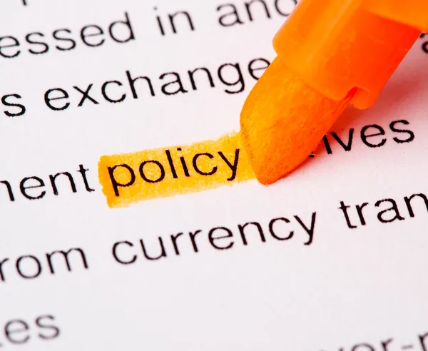 Policy word — Stock Photo, Image