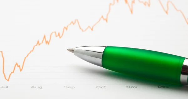 Pen and graph line — Stock Photo, Image
