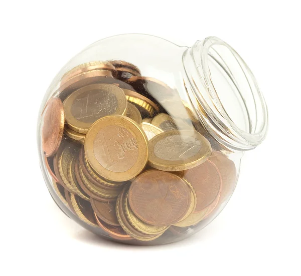 Coins on bottle — Stock Photo, Image