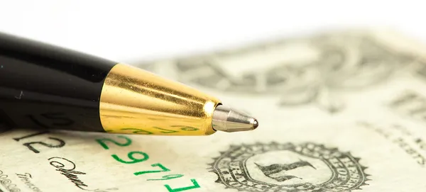 Pen on dollar — Stock Photo, Image