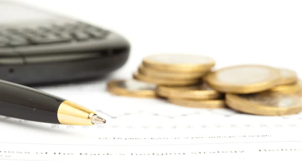 Pen and coin — Stock Photo, Image
