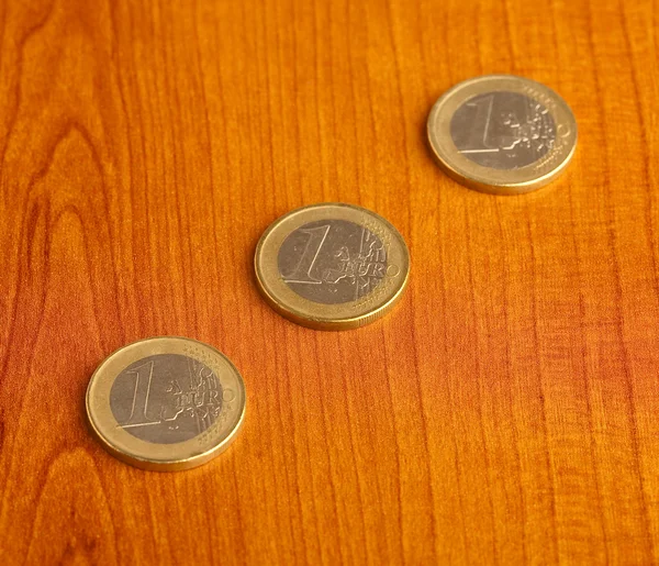 Euro coin on wood — Stock Photo, Image