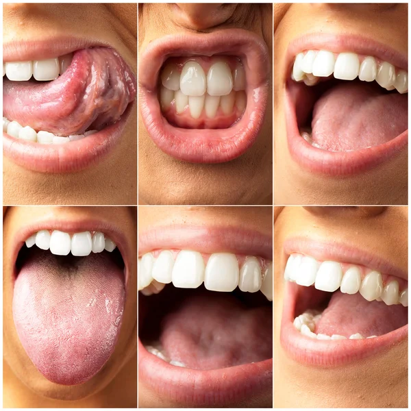 Young woman mouth gestures collection — Stock Photo, Image