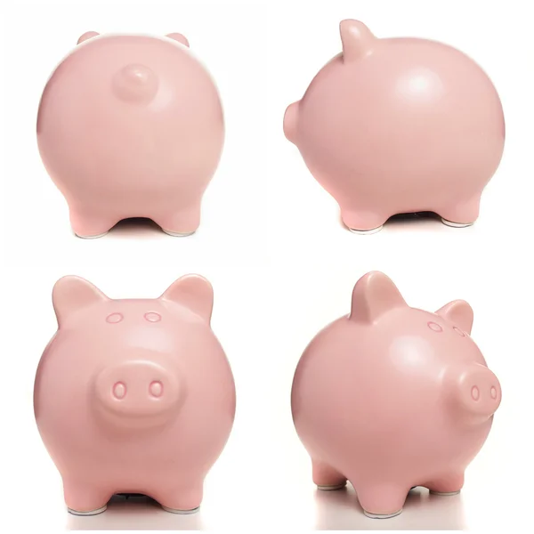 Pink piggy bank over white background — Stock Photo, Image