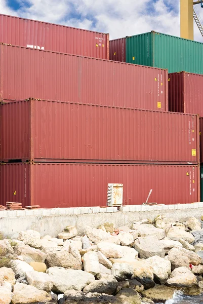 Containers op haven — Stockfoto