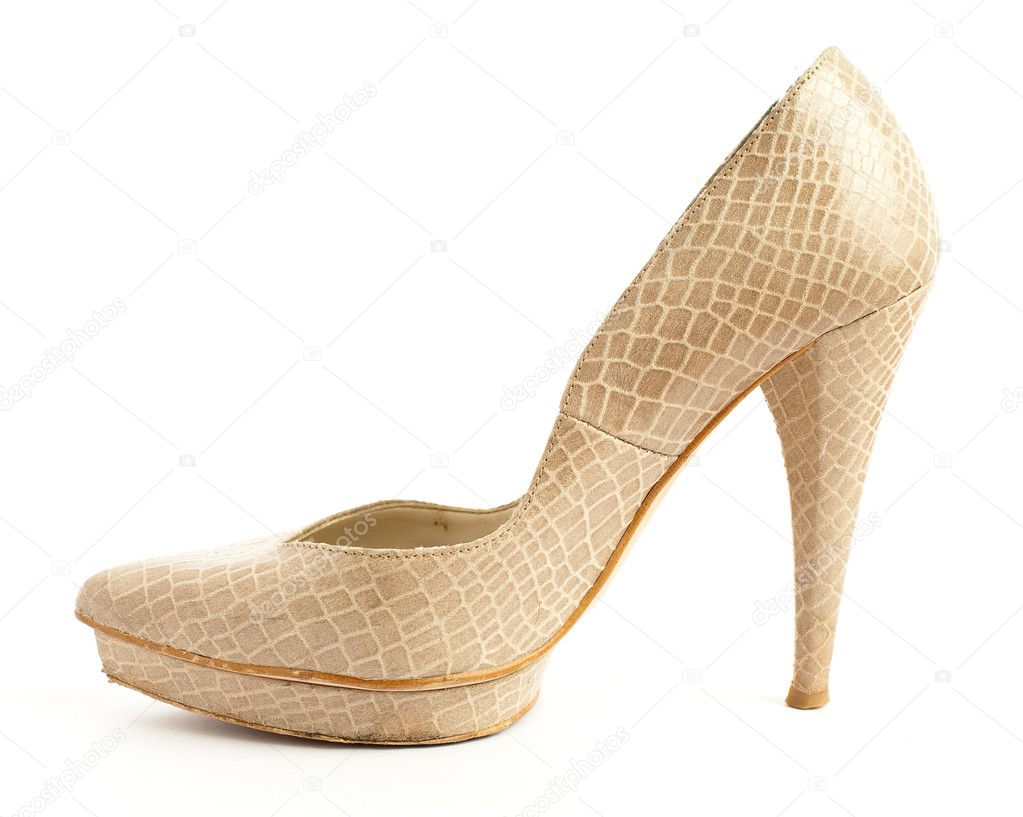 Beige high heeled shoe Stock Photo by 10425835