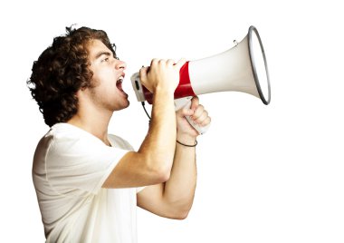 Man with megaphone clipart