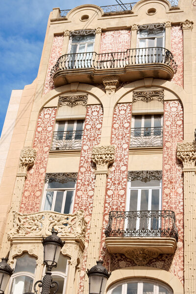 Casa del Punt de Gantxo in Valencia, Spain. This Art Nouveau building was built in 1906 by architect Manuel Peris Ferrando in Plaza de l'Almoina on the ruins of the Chapel of San Valero.