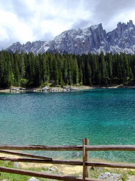 stock image Carezza lake