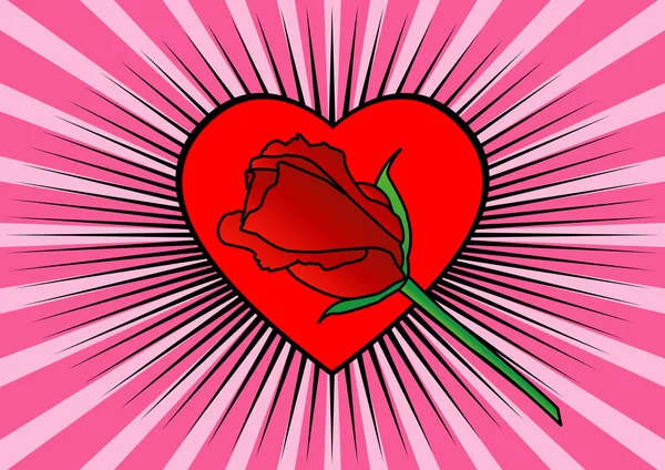 Herz und Rose — Stockvektor