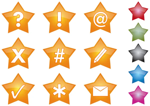 Glossy star shaped office icons