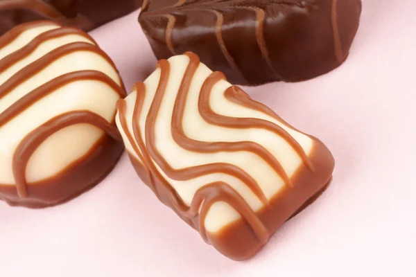 Pralinas de chocolate close-up — Fotografia de Stock