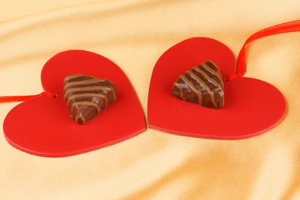 Hearts and chocolates — Stock Photo, Image