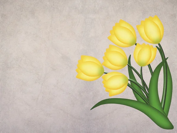 Žlutá grunge Tulipán na podklad s texturou — Stock fotografie