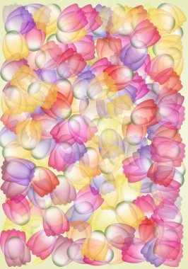 Whimsical multicolored tulips clipart