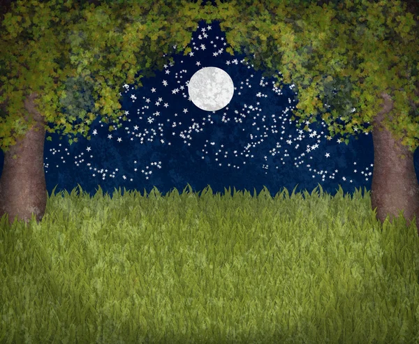 Min söta moonlight trädgård — Stockfoto