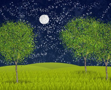 Summernight moonlight clipart