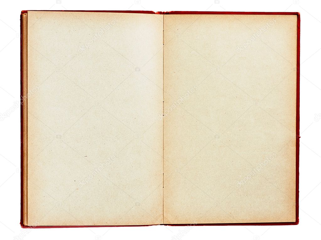 Old book with empty pages isolated