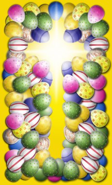 Cross with egg border clipart