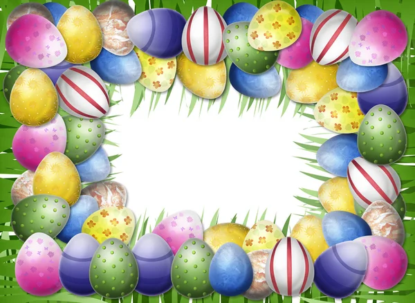 Egg and grass frame — Stock Photo, Image