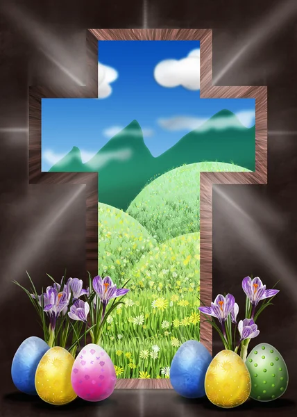 Resurrection cross our way to heaven — Stock Photo, Image