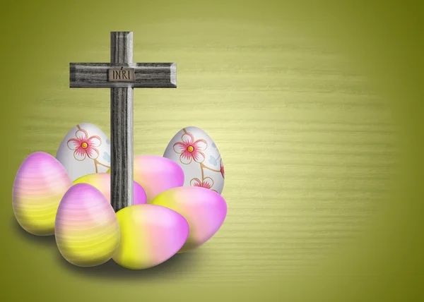 Cross INRI ve Paskalya yortusu yumurta — Stok fotoğraf