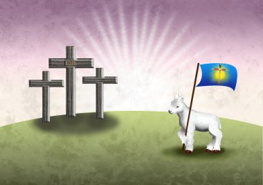 Gods lamb and the easter victory banner clipart