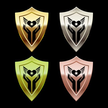 Shields with human arms clipart