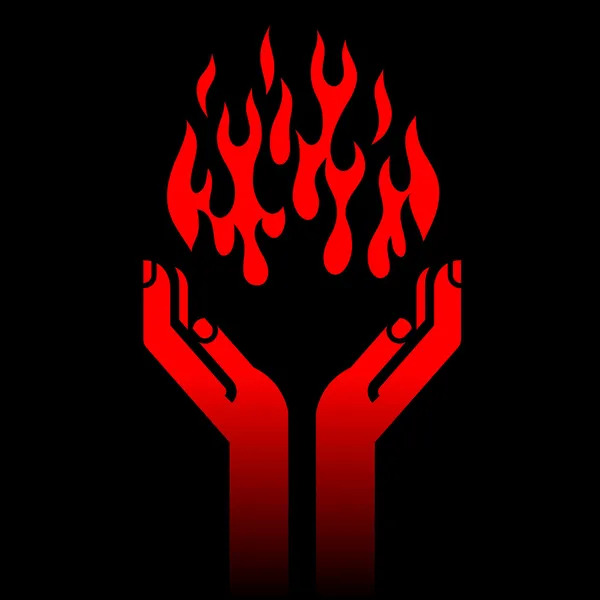 Руки с огнем — стоковый вектор