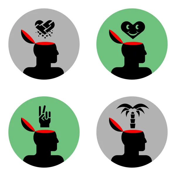 Icônes de la tête — Image vectorielle