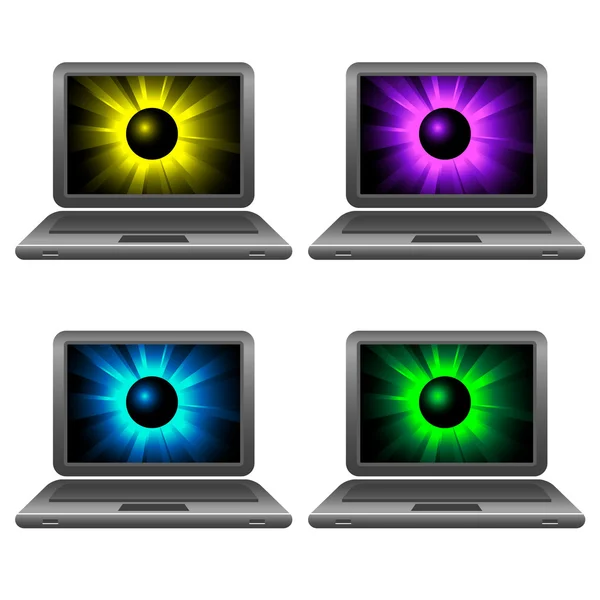 Laptops op wit — Stockvector