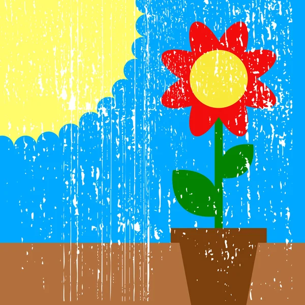Güneş ve çiçek — Stok Vektör
