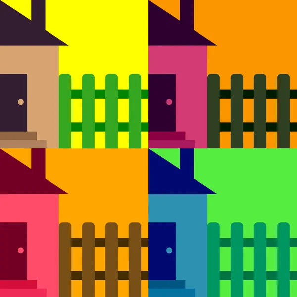 Maison avec clôture — Image vectorielle