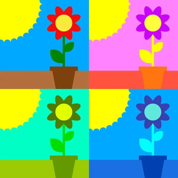 Güneş ve çiçek — Stok Vektör