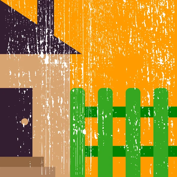 Maison avec clôture — Image vectorielle