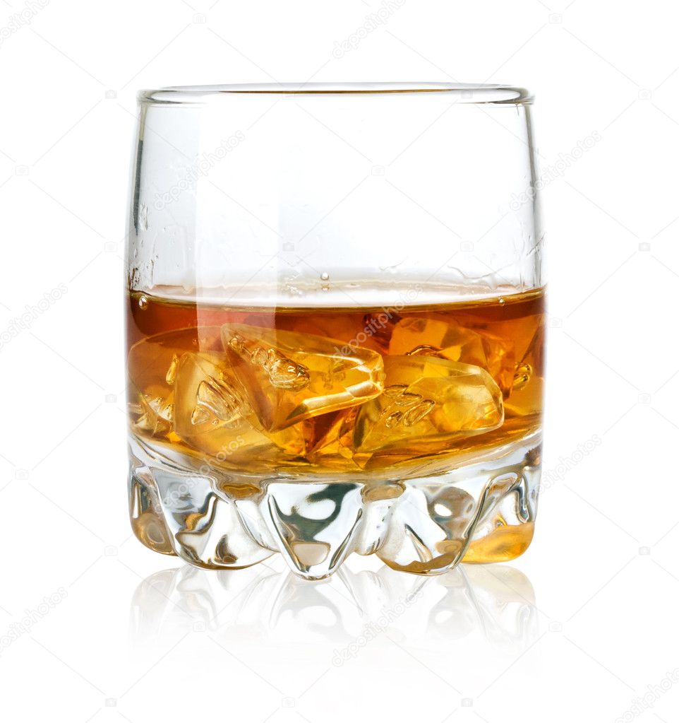 Whisky glass and ice
