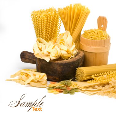 Pasta and wooden plate clipart